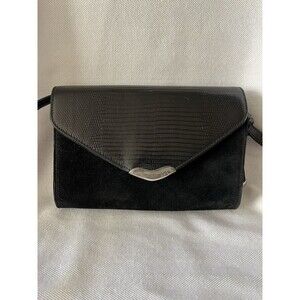 Ralph Lauren RL 67 Black Suede & Leather ‎ Crossbody,  Sterling Closure Vintage